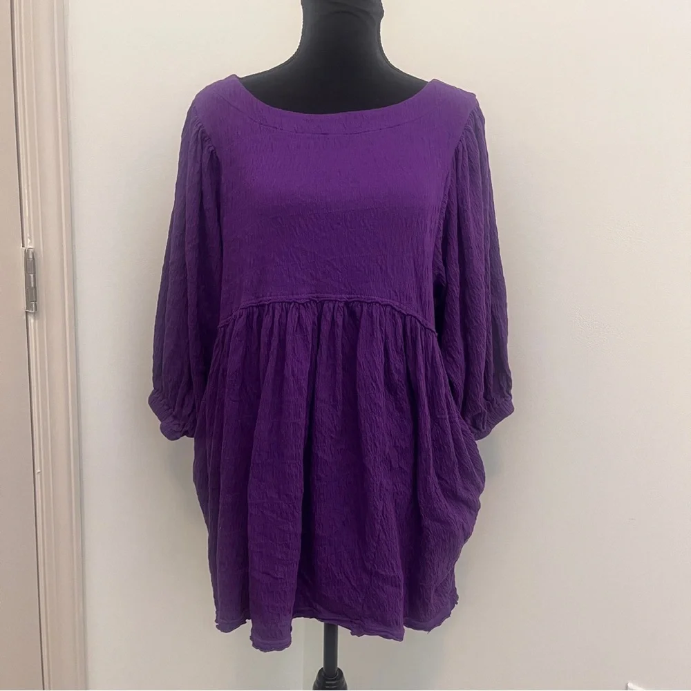 Free People get obsessed babydoll mini dress M Oversized‎ Gauzy Beach Vacation